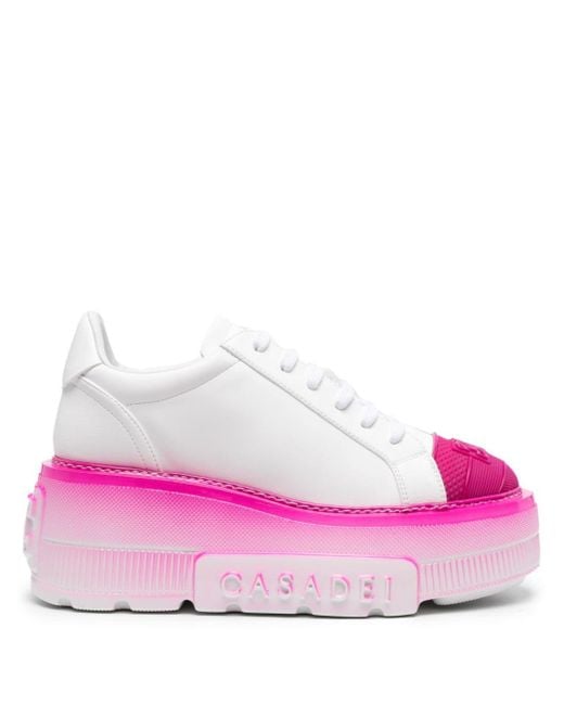 Casadei Pink Nexus Lace-up Platform Sneakers