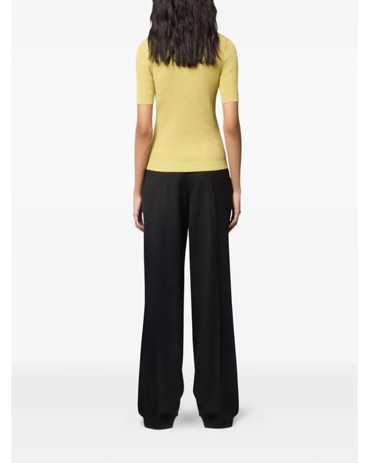 Nina Ricci Yellow V-Neck Knit Top