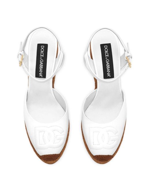 Sandales compensées à logo brodé 90 mm Dolce & Gabbana en coloris Brown
