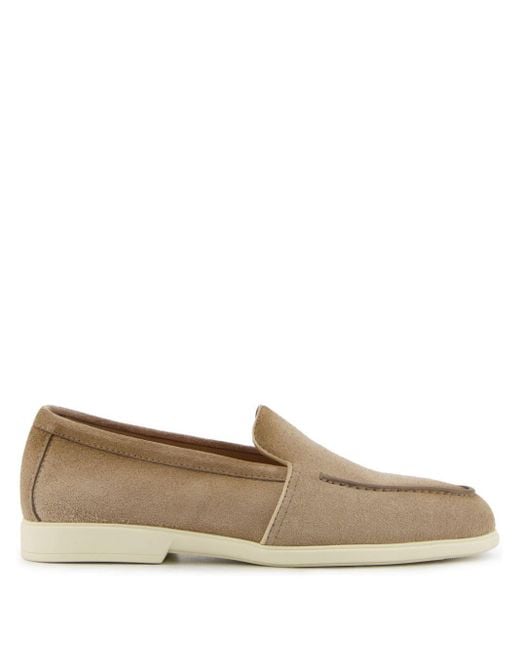 Santoni Brown Malibu Almond-toe Leather Loafers for men