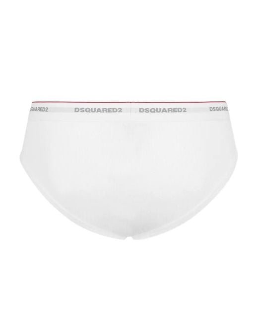 DSquared² White Logo Briefs for men