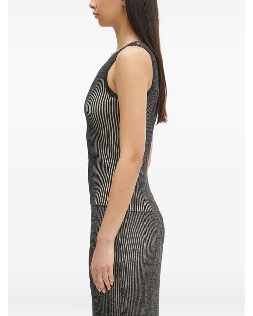 Samsøe & Samsøe Gray Striped One-Shoulder Top