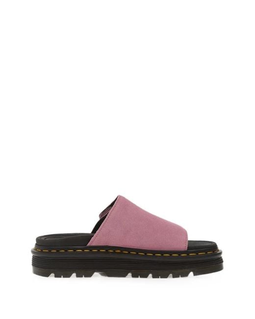 Dr. Martens Pink Zebzag Touch-Strap Platform Flat Sandals