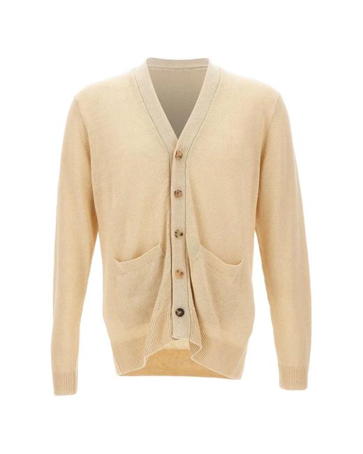 FILIPPO DE LAURENTIIS White V-Neck Button-Up Cardigan for men