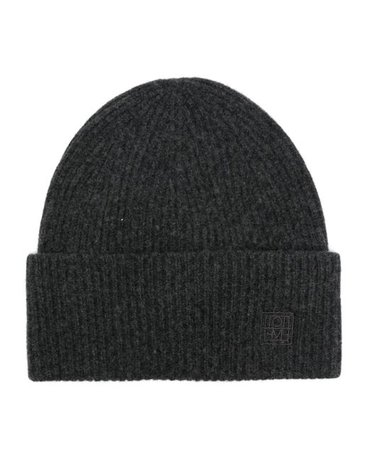 Totême  Black Ribbed Wool-Blend Beanie