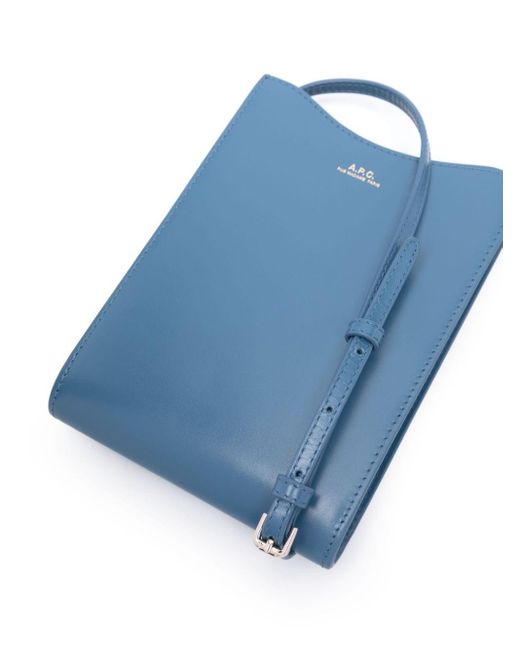A.P.C. Blue Logo-stamp Leather Crossbody Bag