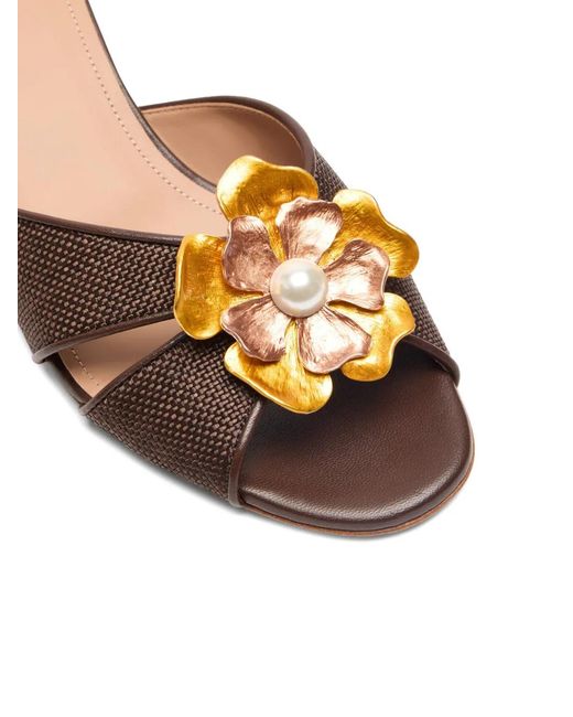 Malone Souliers Brown Suri Flower-Detail Sandals
