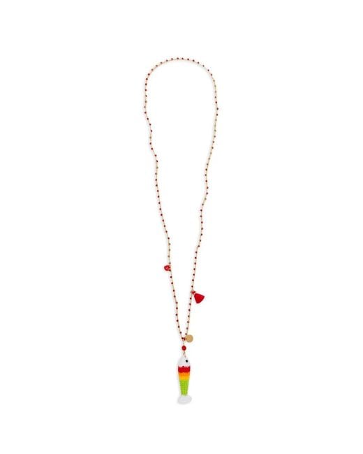 BLAKLACE White Beaded Tassel Necklace