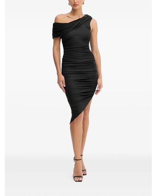 Guess Black Patty Draped Ruched Mini Dress