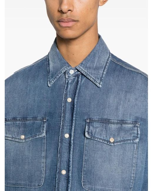 McQueen Blue Seal-Embroidered Denim Jacket for men