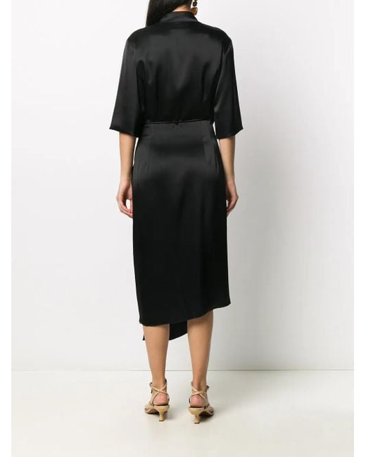 Nanushka Black Satin Wrap Dress