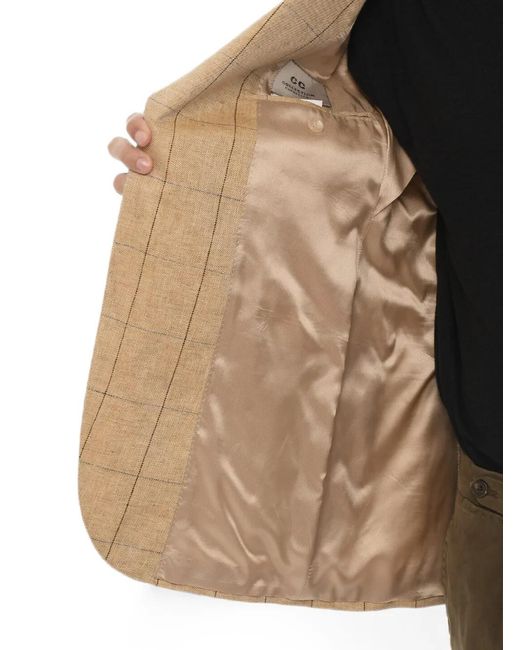 Corneliani Natural Windowpane-Pattern Linen Blazer for men