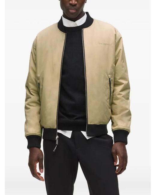 Karl Lagerfeld Black Sketch-Print Reversible Bomber Jacket for men