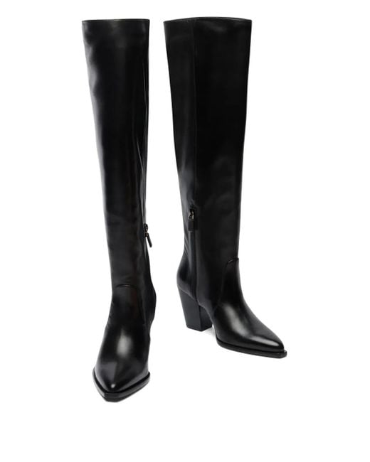 Stuart Weitzman Black Jolene Pointed-Toe Boots