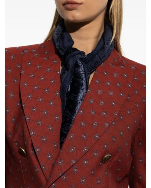 Etro ペイズリーベルベットスカーフ Blue