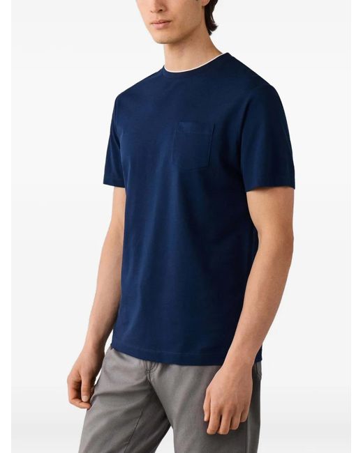 Hackett Blue T-Shirt En Piqué À Poche Poitrine for men