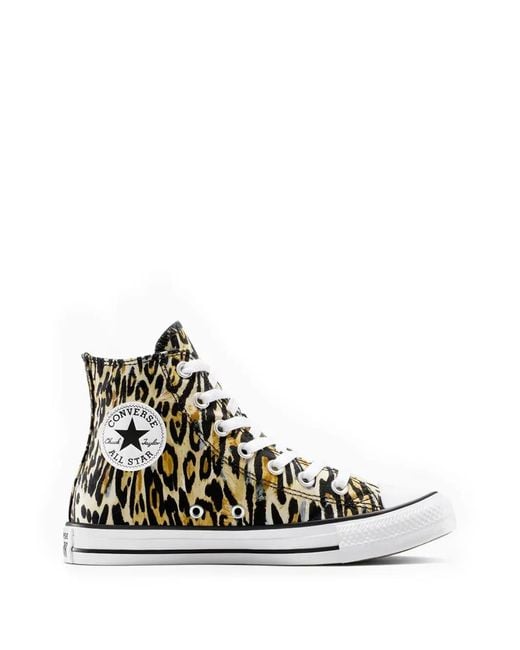 Converse White Leopard-Print High-Top Sneakers