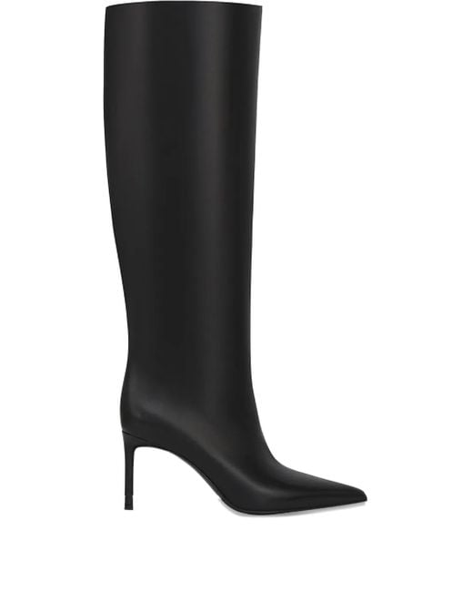 POTAMY Black Leather Knee-High Boots