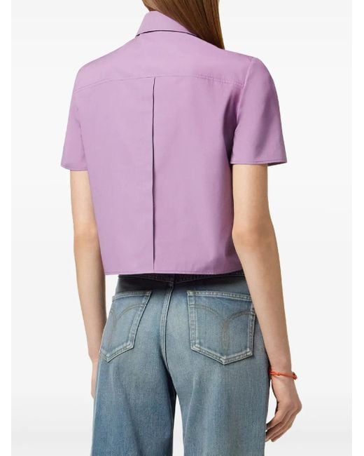 Top Con Logo E Ricamo Cameo di Versace in Purple