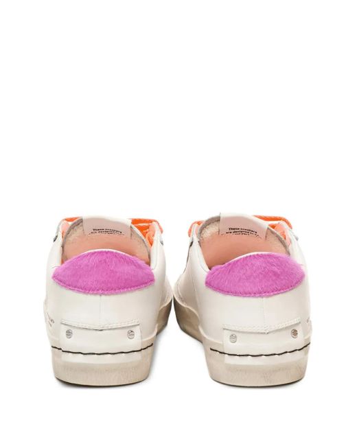 Crime London Pink Lace-Up Calfskin Sneakers
