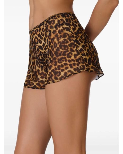 Maison Close White Safari Leopard-Print Shorts