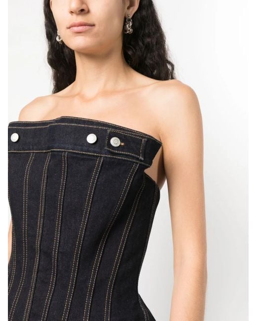 McQueen Blue Denim Bustier Top