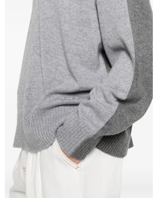 Plan C Gray V-Neck Colour-Block Cardigan