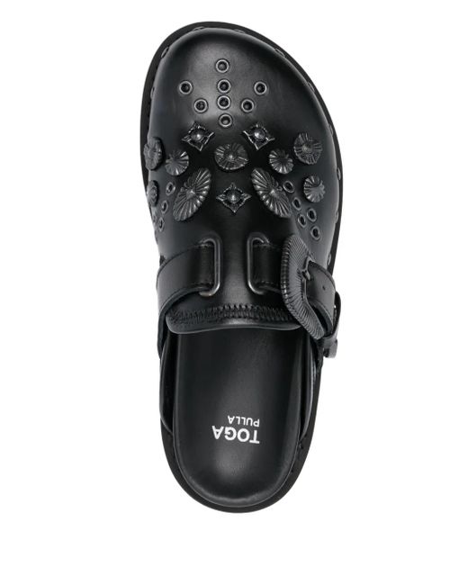 Toga Black Eyelet-Metal Mules