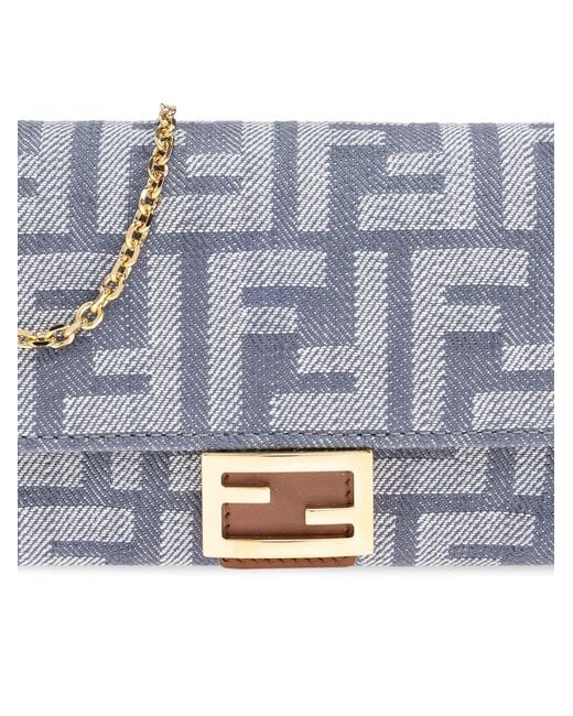 Fendi Gray Logo-Patterned Clutch Bag