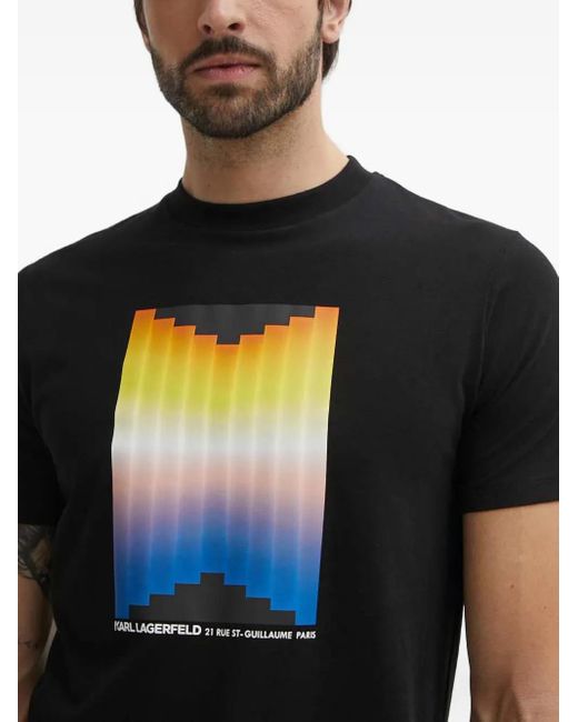 Karl Lagerfeld Black Graphic-Print T-Shirt for men