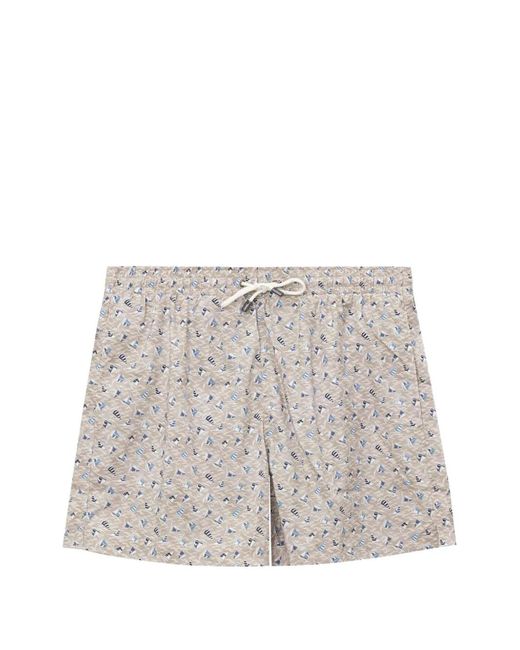 Canali White Sailboat-Print Swim Trunks for men