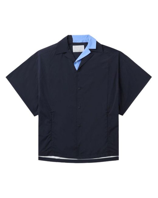 Kolor Blue Contrast-collar Layered Shirt for men