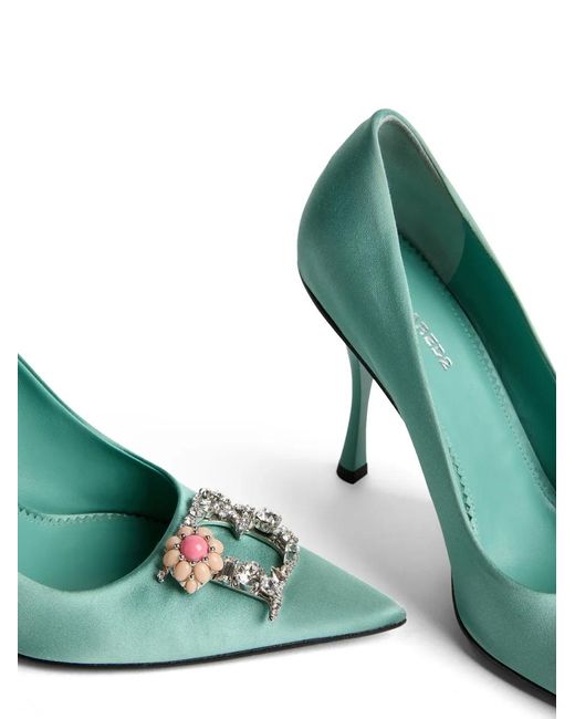 DSquared² Green D2 Crystal Satin Pumps