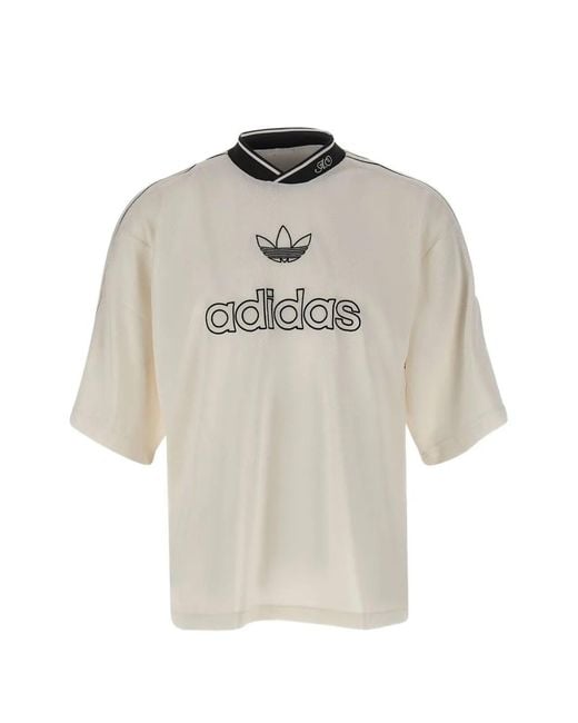 Adidas White Logo-Embroidered T-Shirt for men