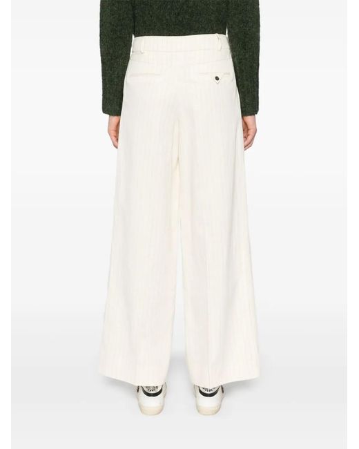 AllSaints White Payton Striped Twill Trousers