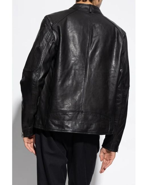 AllSaints Black Sheepskin Leather Biker Jacket for men