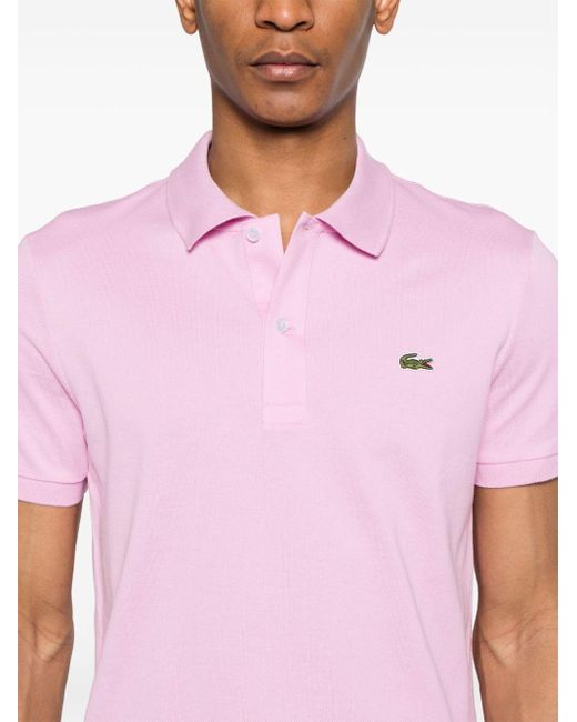 Lacoste Pink Logo-embroidered Cotton Polo Shirt for men