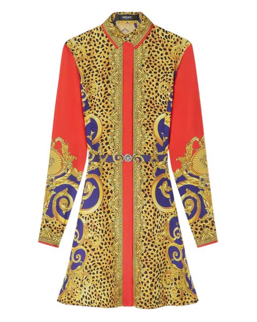 Versace Zijden Blousejurk Met Barokprint in het White