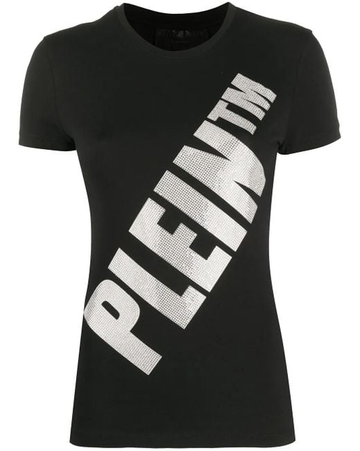 Philipp Plein Black Crystal Logo T-Shirt