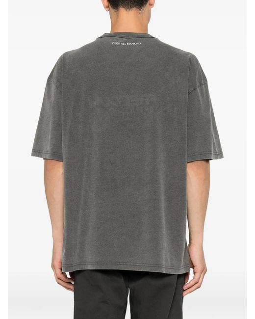 7 For All Mankind Gray Graphic-Print Crew-Neck T-Shirt for men