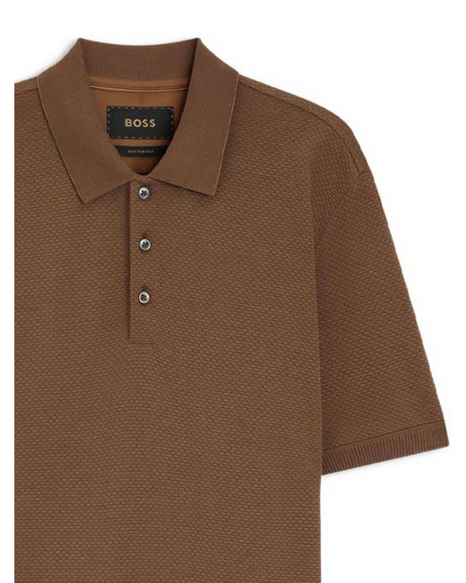 Boss Brown Textured Polo Shirt for men