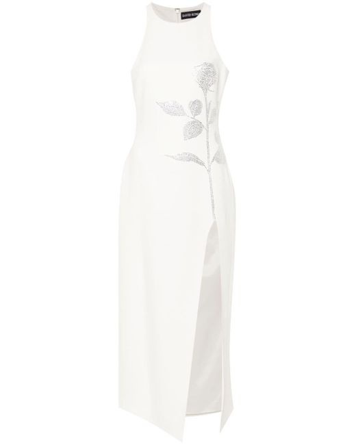 Rhinestone-embellished cady dress David Koma en coloris White