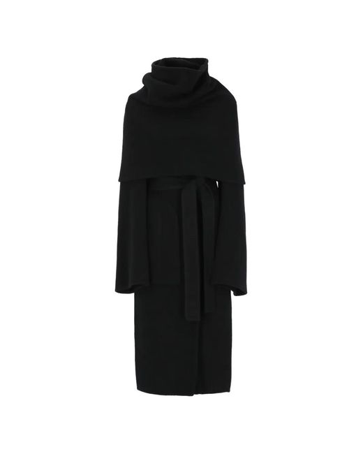 Rick Owens Black Belted Hooded Coat
