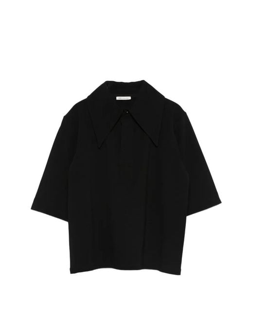 AMI Black Short-Sleeve Polo Top
