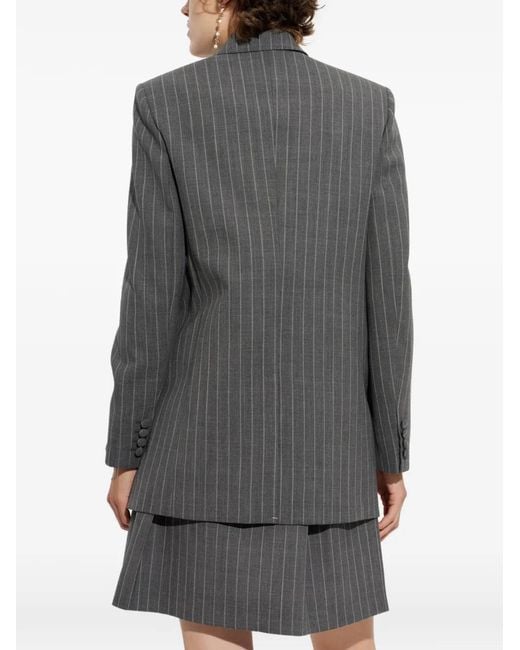 Valentino Garavani Gray Double-Breasted Pinstripe Blazer