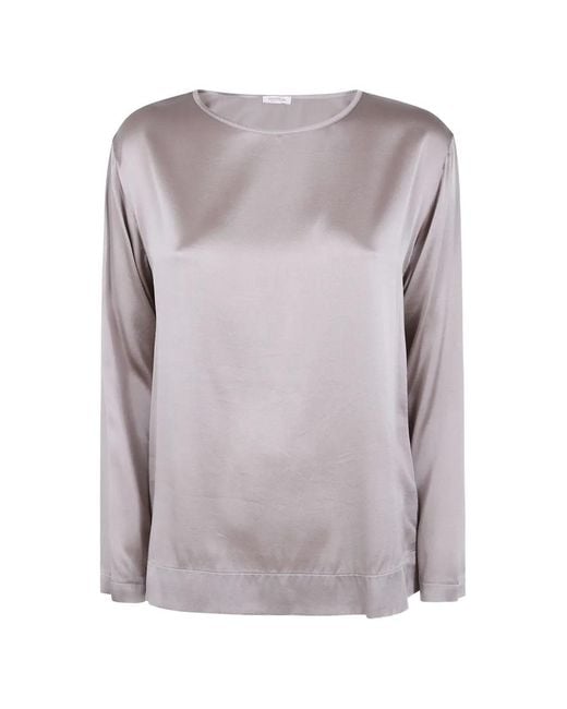 Rossopuro Gray Long-Sleeve Blouse