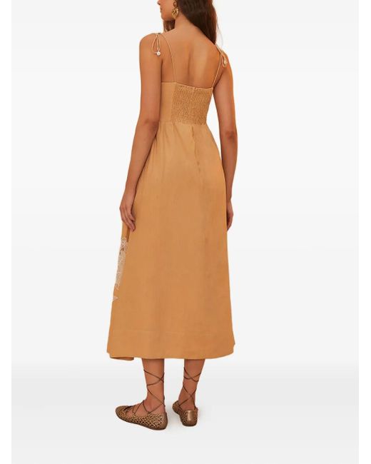Farm Rio Brown Sand Richelieu Embroidered Dress