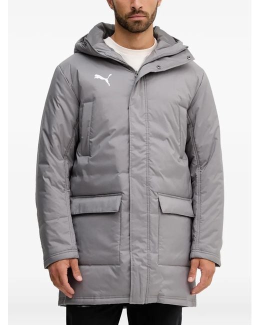 PUMA Gray Logo-Detail Hooded Jacket for men