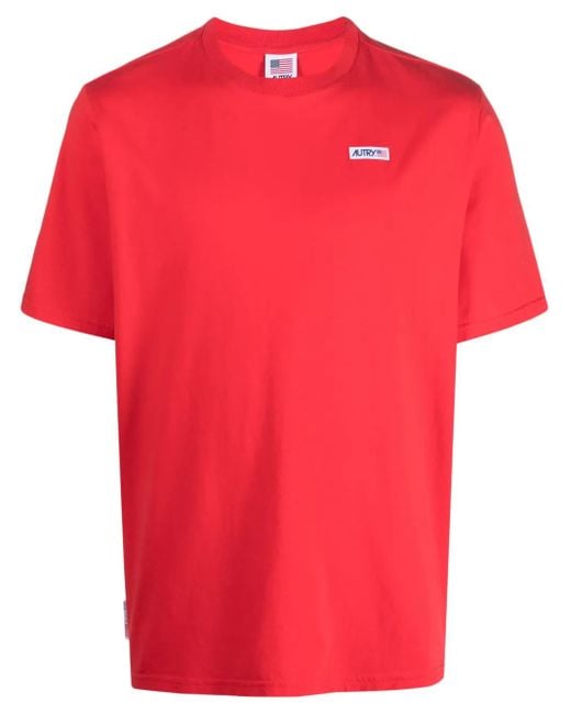Autry Red Logo-Print Cotton T-Shirt for men