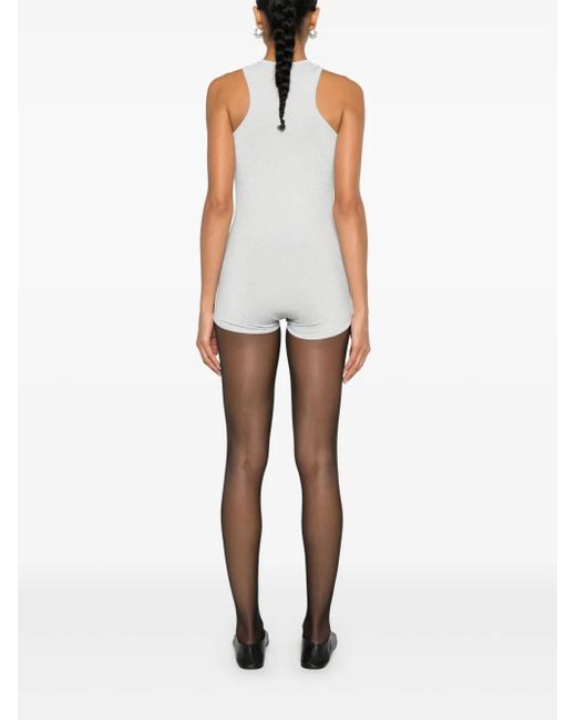 Ioana Ciolacu White Metallic-Thread Bodysuit